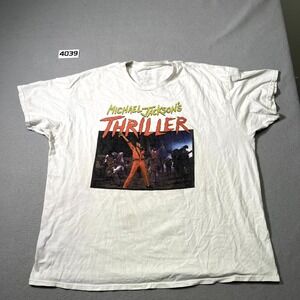 Michael Jackson Thriller T Shirt Mens 2XL White Graphic Print Cotton Everyday
